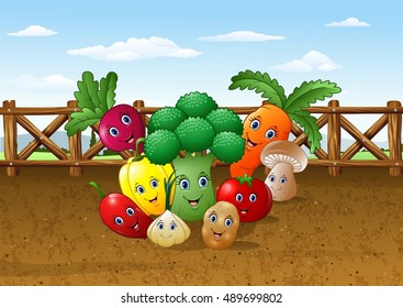 Cartoon vegetable garden farm background