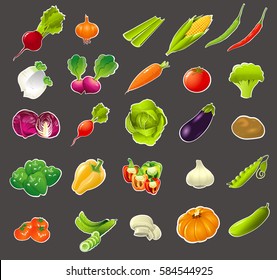 Cartoon vegetable set color vector. Healthy food. Illustration on flat design
