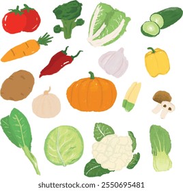Cartoon Vegetable Set Isolated on White Background