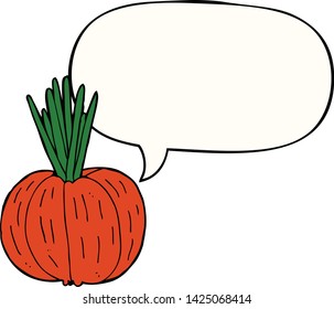 cartoon vegetable with speech bubble