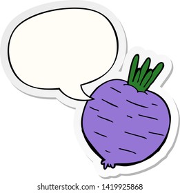cartoon vegetable with speech bubble sticker