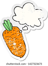 cartoon vegetable with thought bubble as a distressed worn sticker