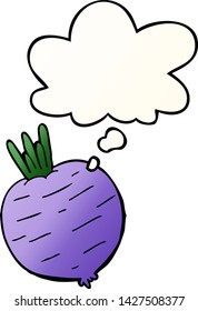 cartoon vegetable with thought bubble in smooth gradient style