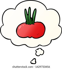 cartoon vegetable with thought bubble in smooth gradient style