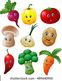 Cartoon vegetables collection set