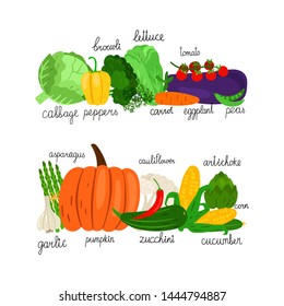 Cartoon vegetables collection vector. Fresh food market isolated on white background. Illustration of vegetable organic food, healthy agriculture ingredient
