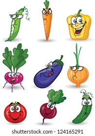Cartoon vegetables with faces