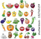 Cartoon vegetables and fruits 