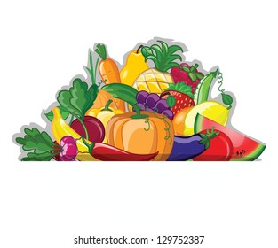 Cartoon vegetables and fruits