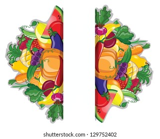Cartoon vegetables and fruits