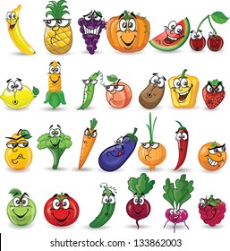 Cartoon Vegetables And Fruits