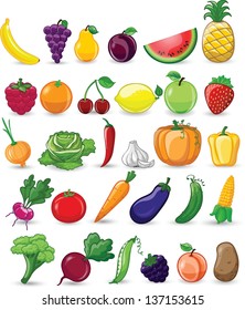 Set Vegetarian Food Vector Vegetarian Organic Stock Vector (Royalty ...