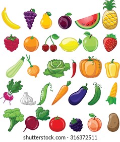 Set Vegetarian Food Vector Vegetarian Organic Stock Vector (Royalty ...