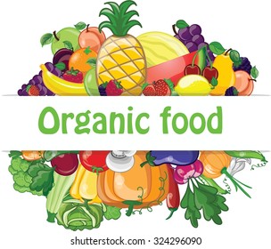 Cartoon vegetables and fruits 