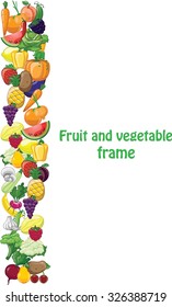 Cartoon vegetables and fruits frame