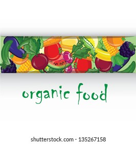 Cartoon vegetables and fruits, vector background