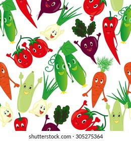 Cartoon vegetables pattern seamless.