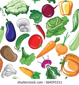 Cartoon vegetables seamless pattern