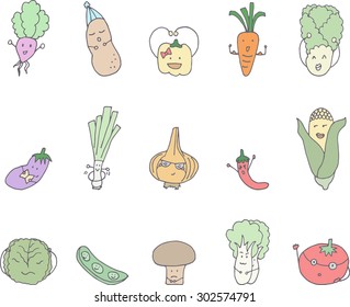 Cartoon vegetables set