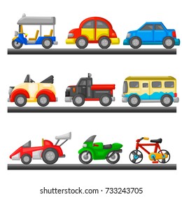 cartoon vehicle vector set