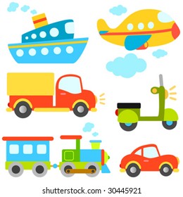 cartoon vehicles vector