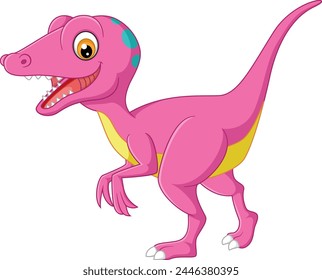 Cartoon veliciraptor on white background of illustration