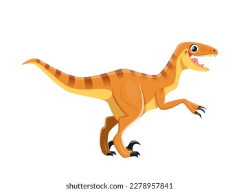 Cartoon Velociraptor dinosaur character. Prehistoric animal, ancient wildlife creature or paleontology dinosaur. Jurassic era monster, extinct Velociraptor predator reptile childish vector personage