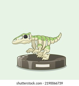 Cartoon velociraptor dinosaur fossil. Prehistoric predator - velociraptor. Dangerous ancient predator, velociraptor fossil design element