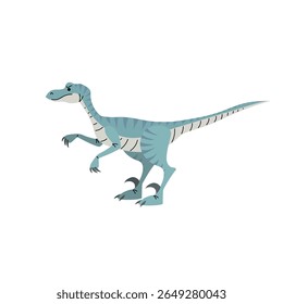 Cartoon velociraptor. Flat simple style carnivore dinosaur. Jurassic predator animal. Vector illustration for kid education or party design elements. Isolated on white background.
