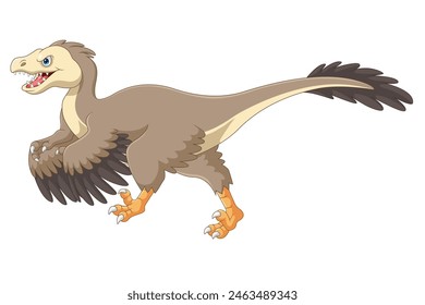 Cartoon velociraptor on white background