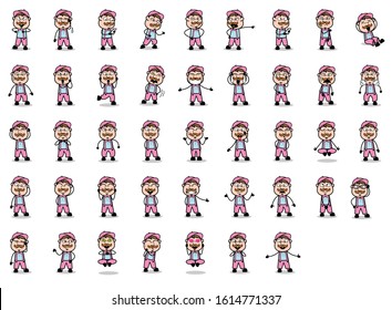 Cartoon Vendor Poses Collection Set Concepts Stock Vector (Royalty Free ...