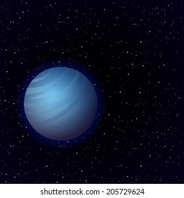 Cartoon Venus planet in open space. Vector background