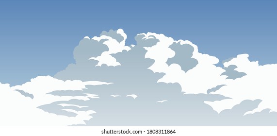 cartoon version of beautiful cloudy blue sky,vector illustration