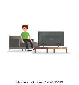 Cartoon-Version von man watch to TV, Vektorgrafik