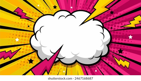 cartoon versus fight with thunder vector illustration