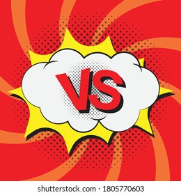 Cartel de caricatura versus pancarta de media tonalidad. ilustración vectorial