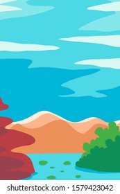 Cartoon vertical nature landscape. Vector illustration.
