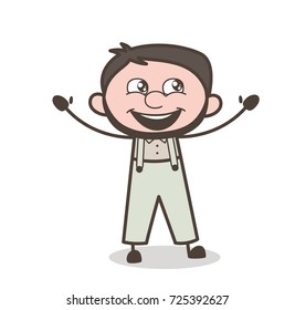 Cartoon Very Excited Man Face Expression Vector