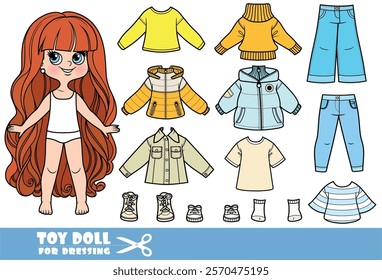 Cartoon very long haired girl and clothes separately - spring and autumn costume constructor