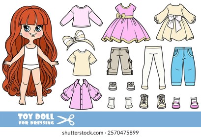 Cartoon very long haired girl and clothes separately - spring and summer costume constructor