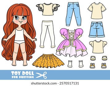 Cartoon very long haired girl and clothes separately - summer costume constructor