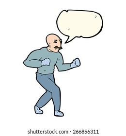 boxeador victoriano de dibujos animados con burbuja de discursos