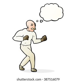 cartoon victorian boxer with thought bubble