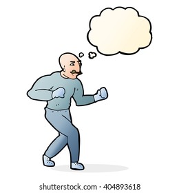 cartoon victorian boxer with thought bubble