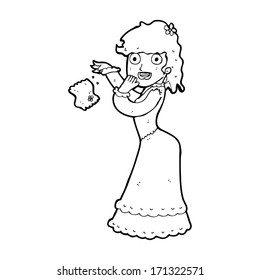 cartoon victorian woman dropping handkerchief
