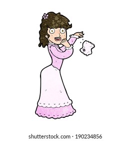 cartoon victorian woman dropping handkerchief