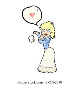 cartoon victorian woman dropping handkerchief as  favor