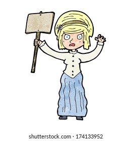 cartoon Victorian woman protesting