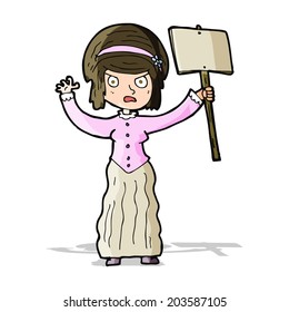 cartoon victorian woman protesting