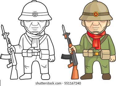 Cartoon Chinese Warrior Funny Illustration Coloring Stock Vector ...